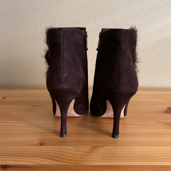Via Spiga Suede Pointed Toe Mink Pompoms Ankle Boots US 6 - Picture 6 of 11